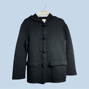 Jones New York Sport 100% Wool Duffle Jacket Waist Length Black Size Small